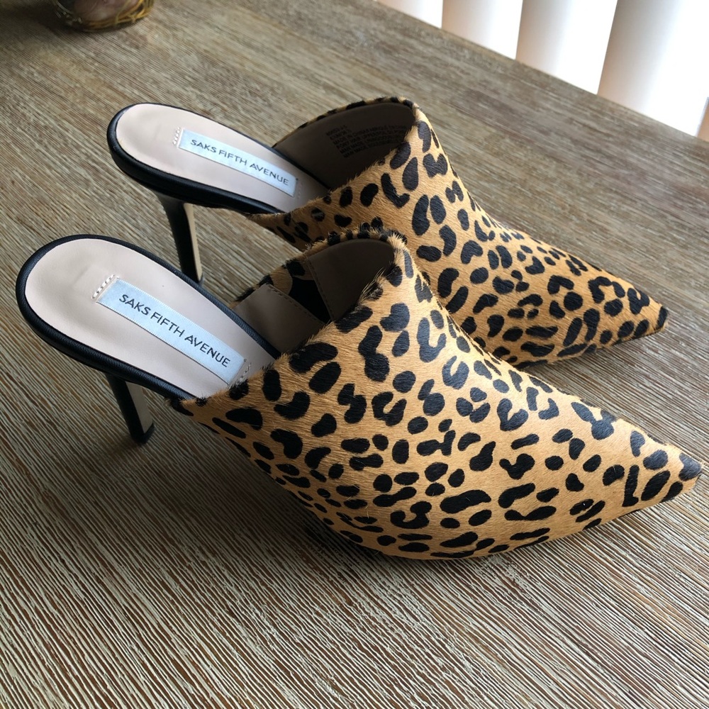 Saks Fifth Avenue Leopard-Print Calf Hair Mules